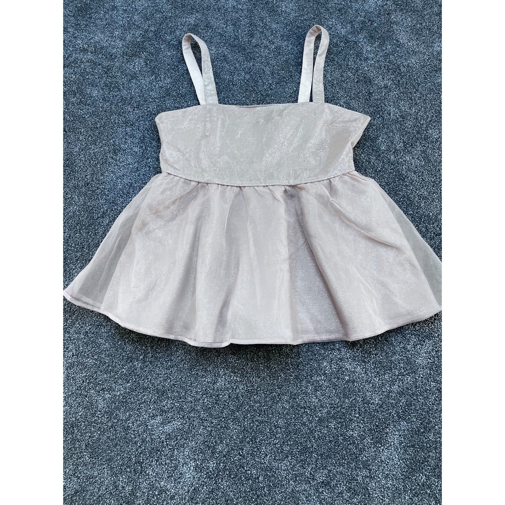 English Factory Size L Bow Front Peplum Fairy Coquette White Crop Top NEW